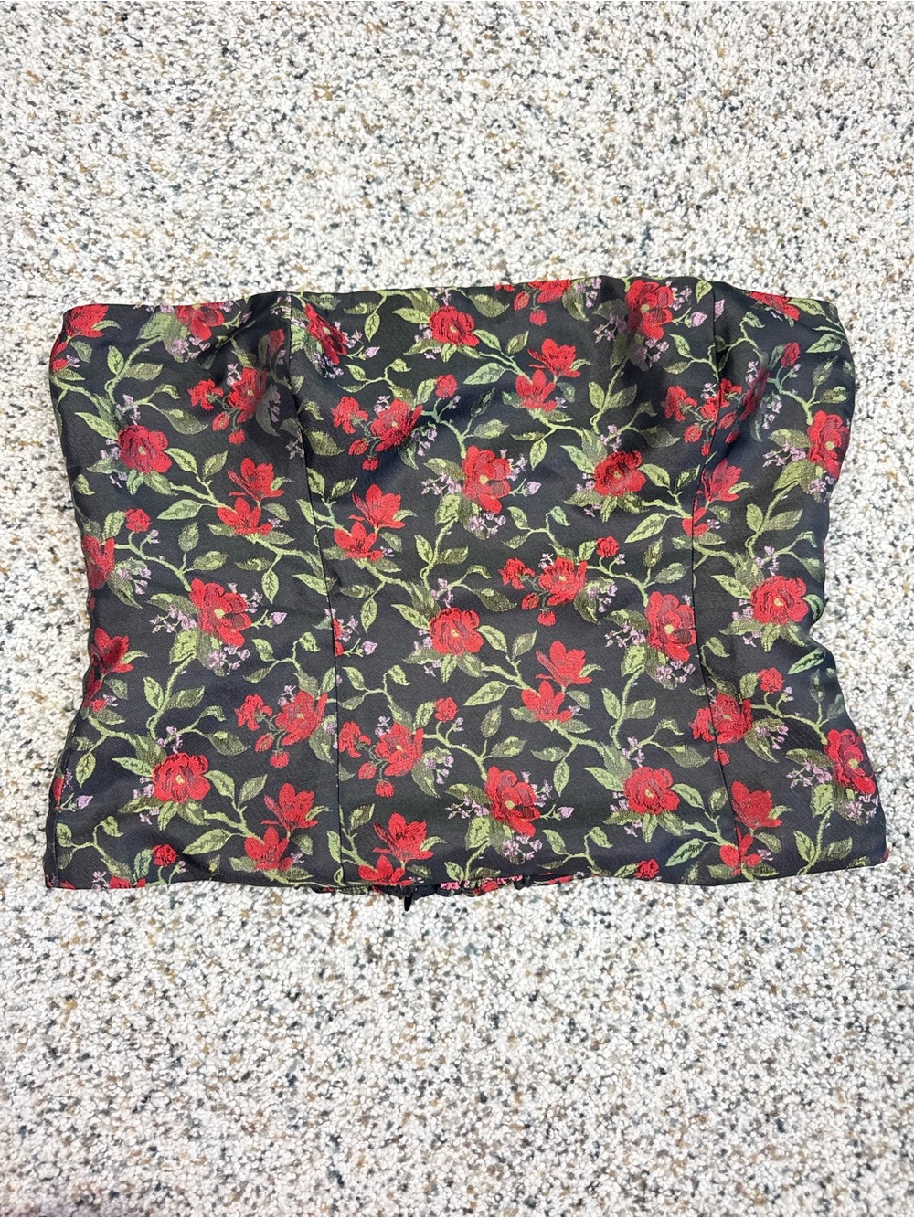 Reformation Y2K Giorgia Tube Top Womens 10 Black Floral Bustier Red Roses Goth